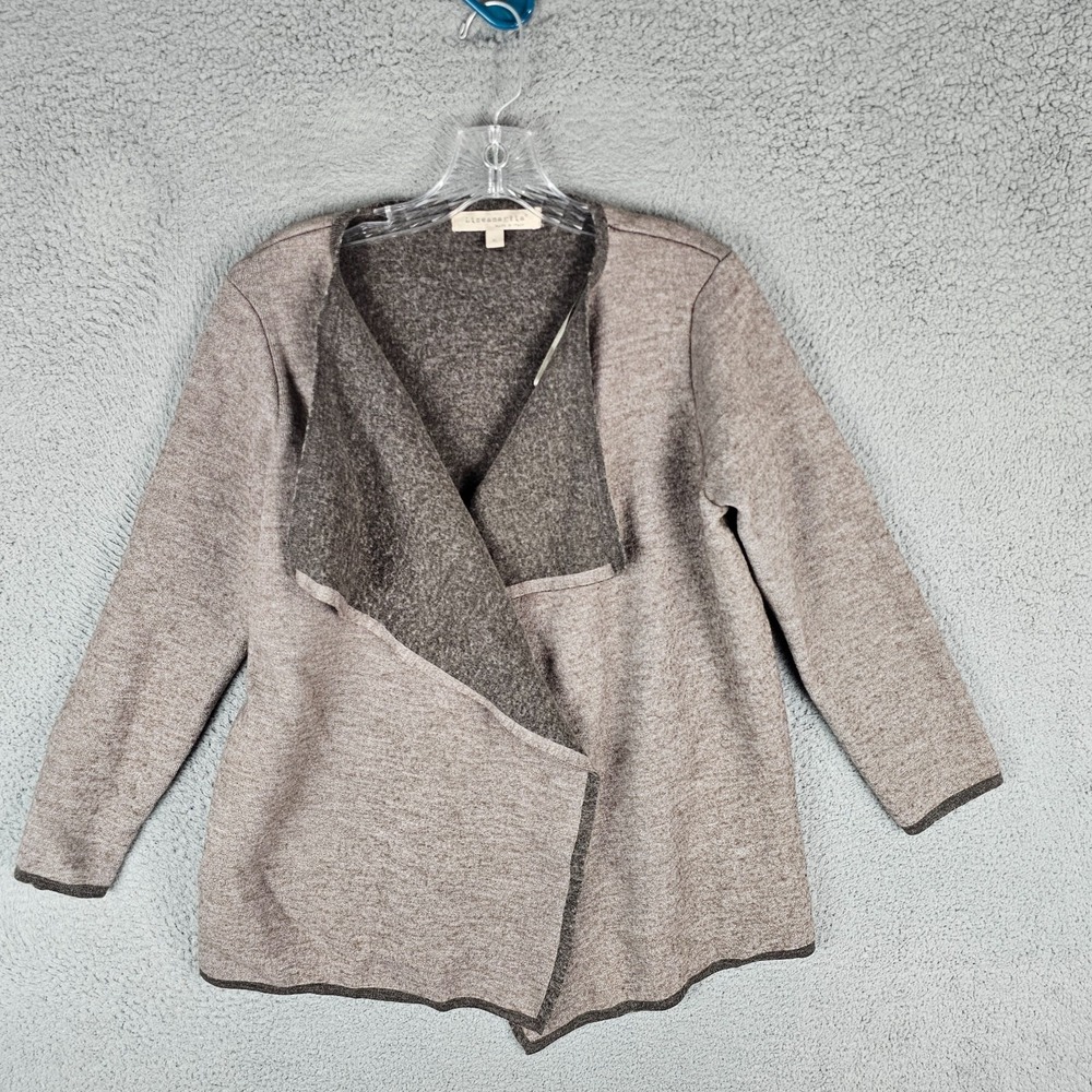 Lineamaglia Two-Tone Cardigan Sweater Women XL Wool Blend Long Sleeve Open Front